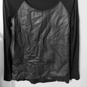 Black faux leather shirt